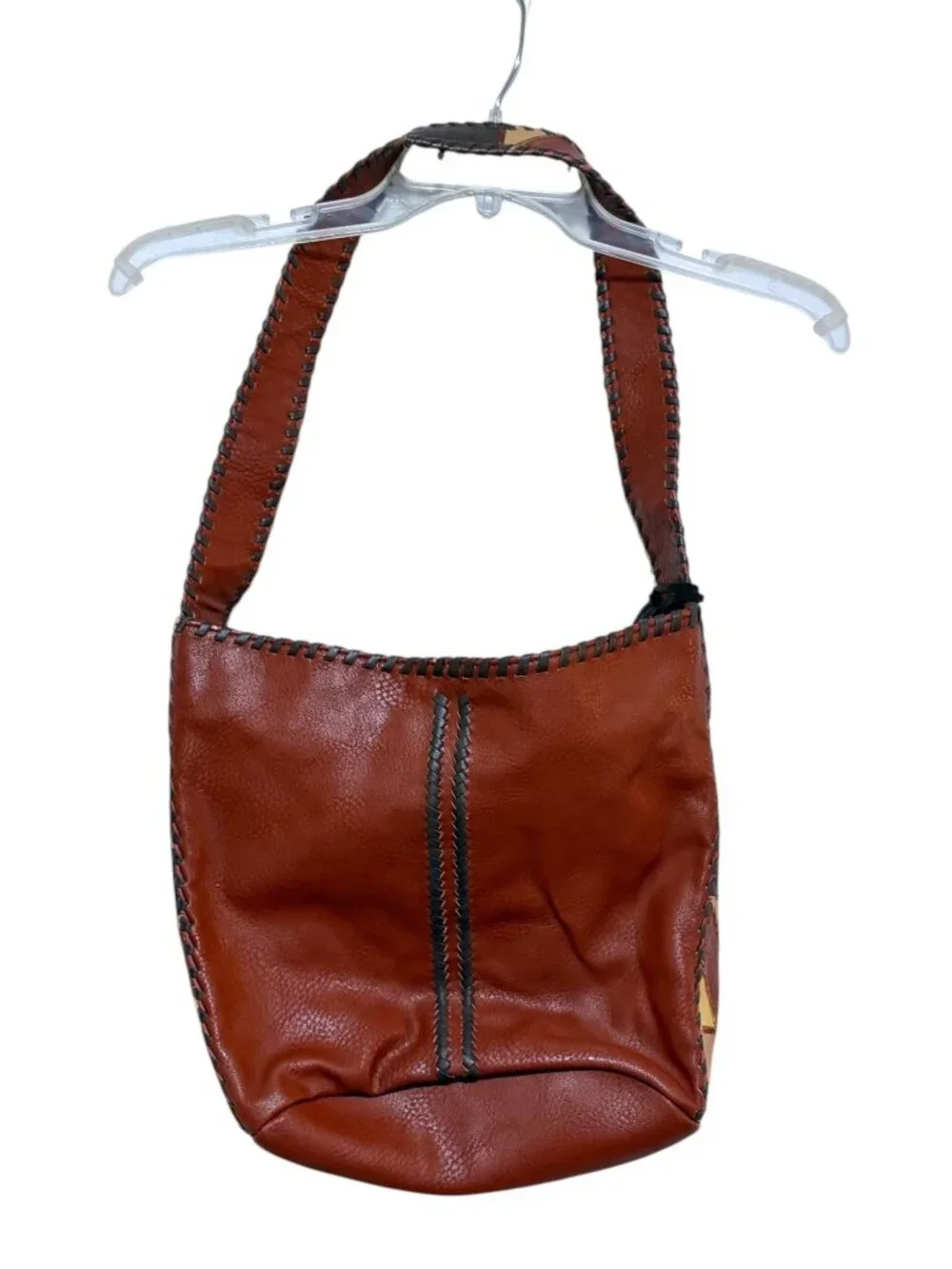 Y2K Steven Faux Leather Patchwork Shoulder Bag Crescent Hobo Tassels Western